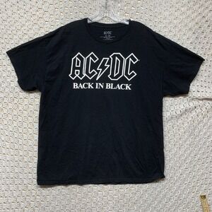 AC/DC Back in Black T Shirt Mens Size XL Black Crew Neck  100%Cotton